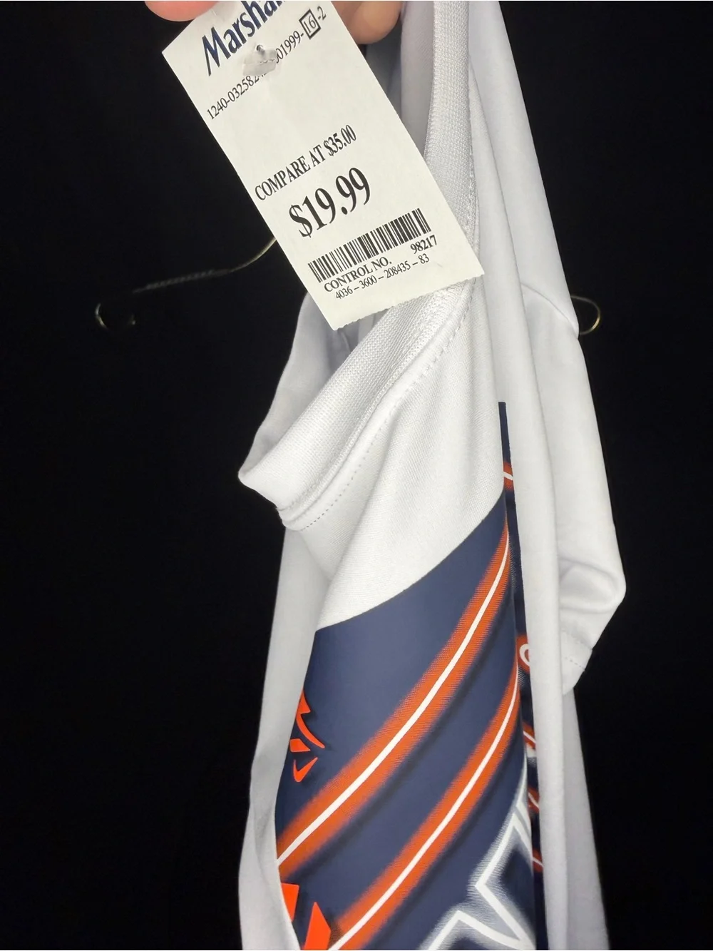 Nike White Short-Sleeve Tee with Navy and Orange Graphic 0401